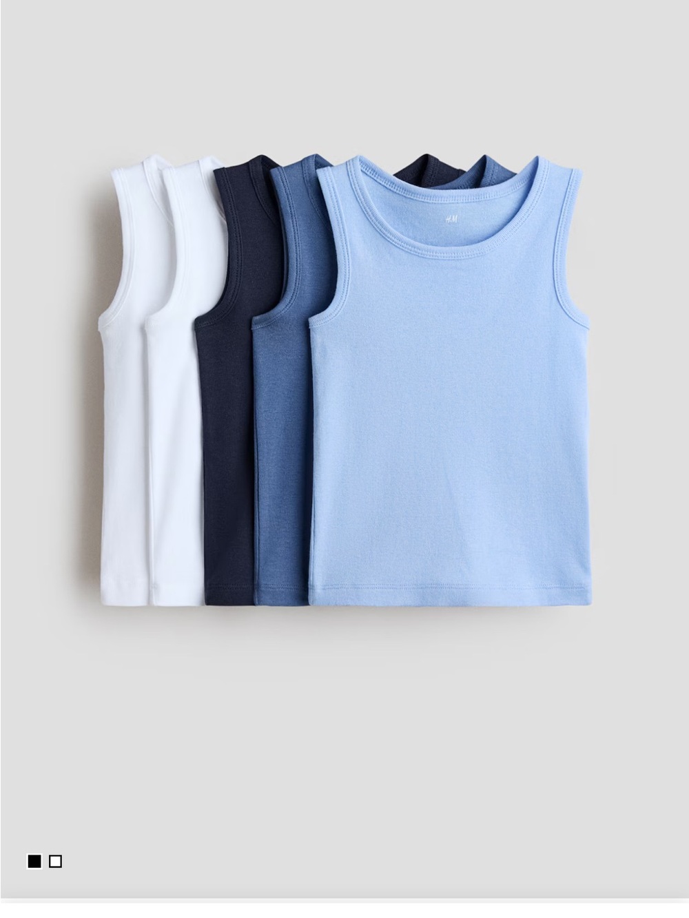 H&M Kids 3-Pack Sleeveless Tank Top Undershirts in Bright Blue, Navy & Gray